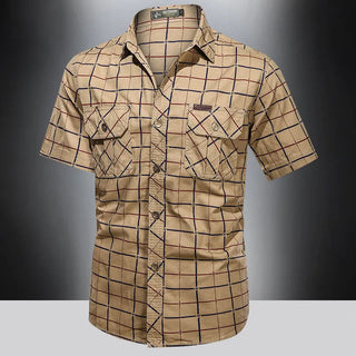 Camisa elegante de manga corta de cuadros