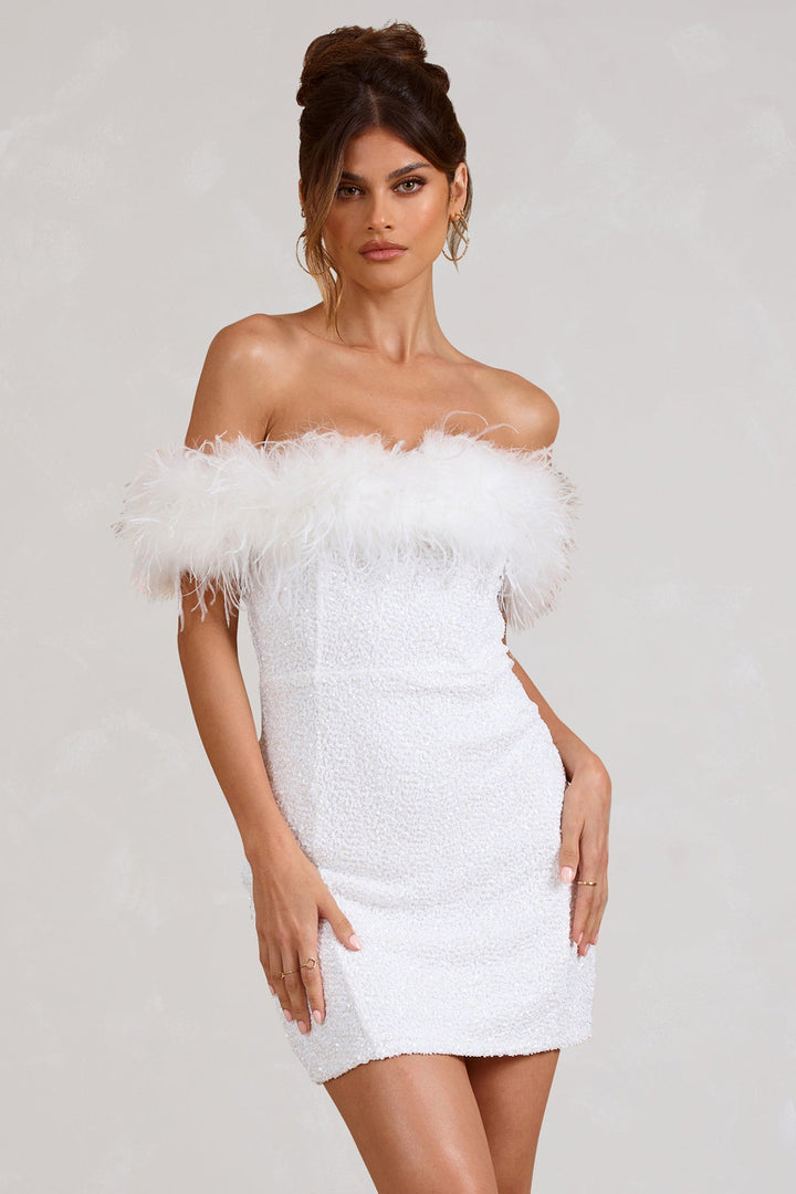 Varel | Abito con paillettes e piume