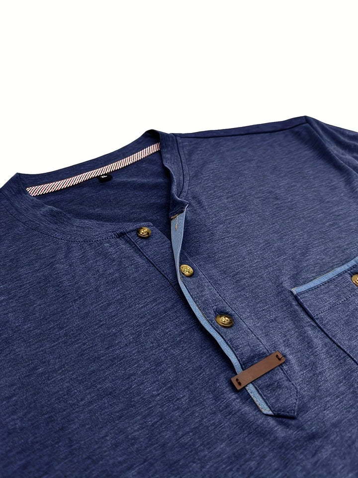 Camiseta elegante de cuello redondo con bolsillo