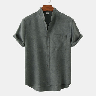 Camisa lisa de algodón con botones
