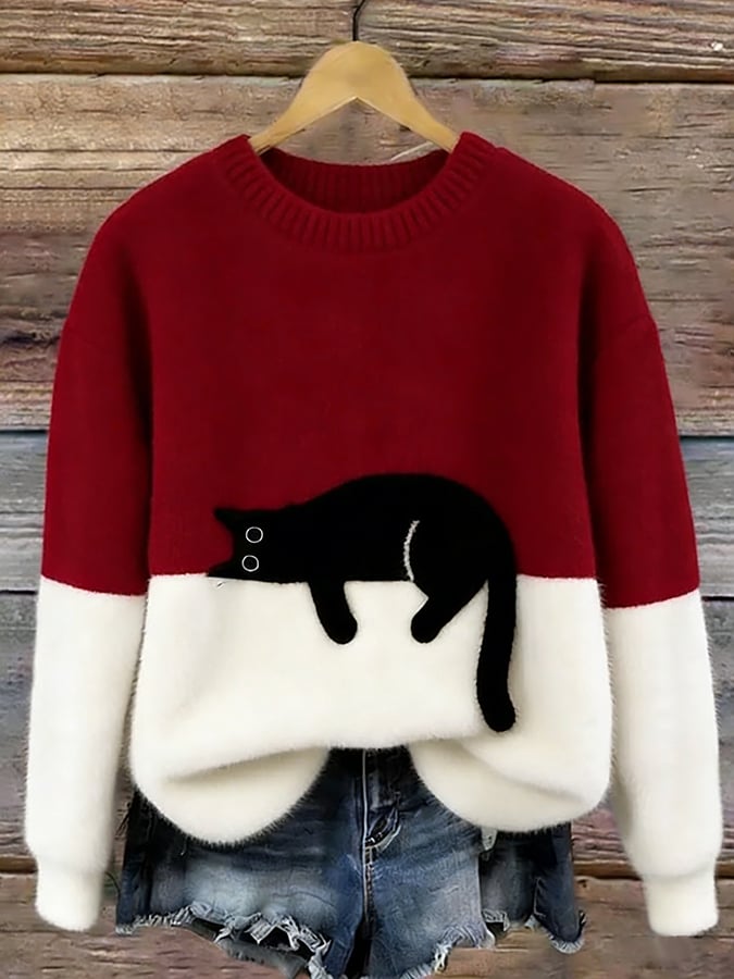 Cristina | Maglione Oversize Elegante con Gatto