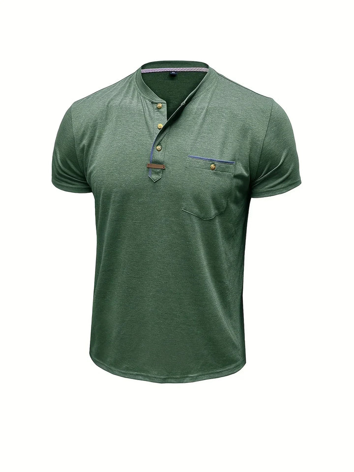 Camiseta elegante de cuello redondo con bolsillo