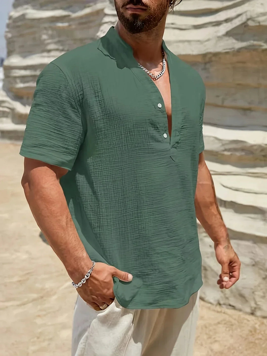 Camisa de verano elegante de cuello alto