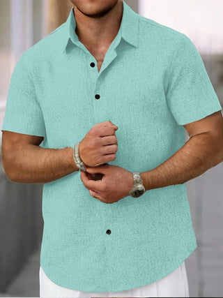 Camisa ligera de manga corta de mezcla de lino