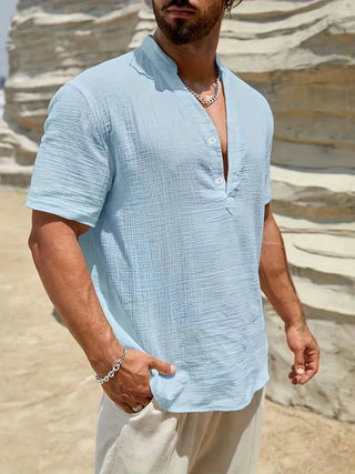 Camisa de verano elegante de cuello alto