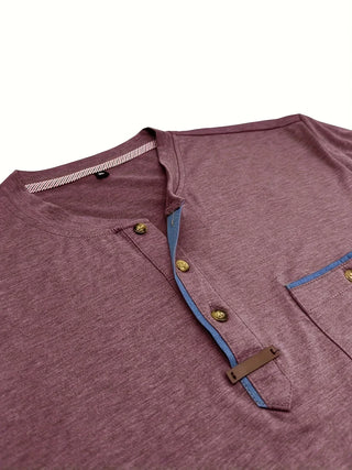 Camiseta elegante de cuello redondo con bolsillo
