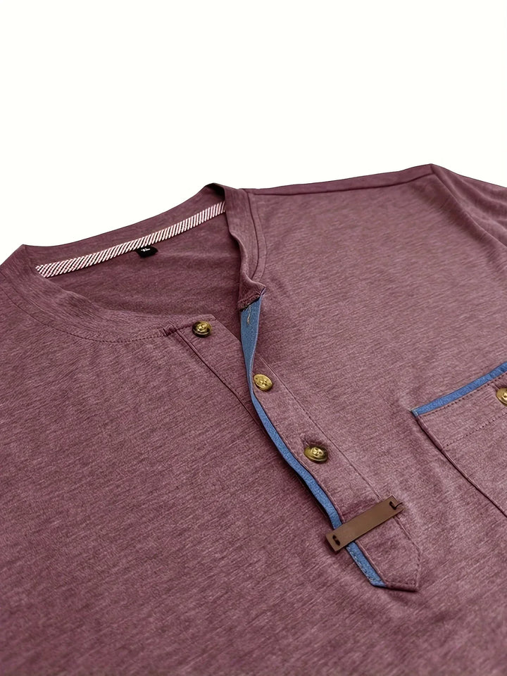 Camiseta elegante de cuello redondo con bolsillo