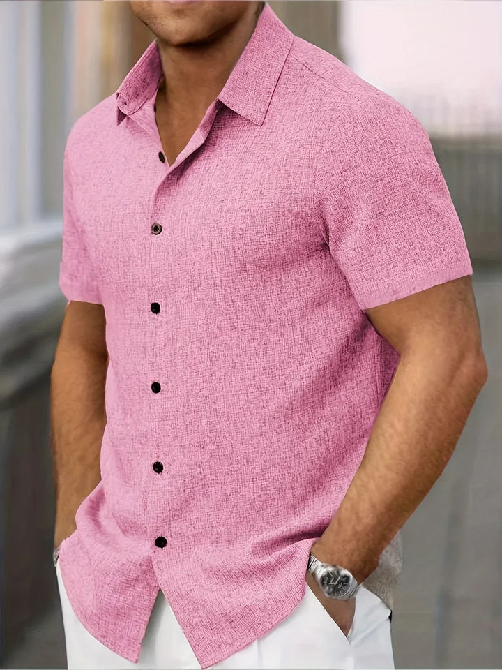 Camisa ligera de manga corta de mezcla de lino