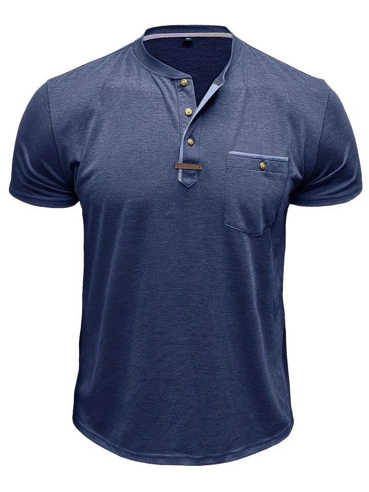 Camiseta elegante de cuello redondo con bolsillo