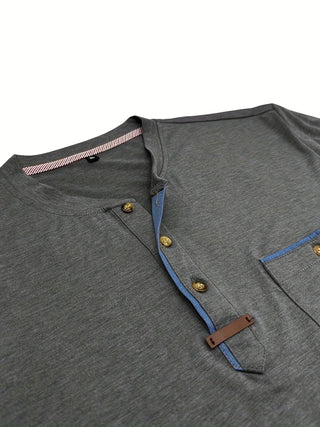 Camiseta elegante de cuello redondo con bolsillo