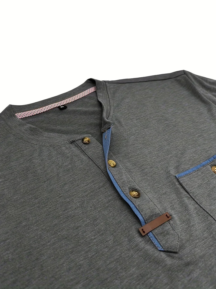 Camiseta elegante de cuello redondo con bolsillo
