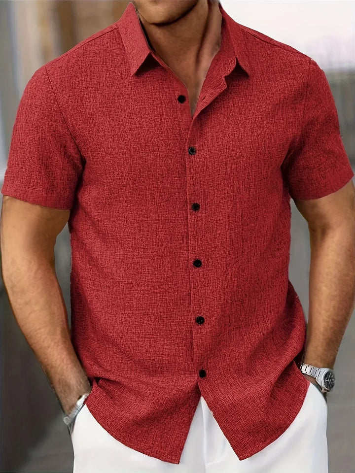 Camisa ligera de manga corta de mezcla de lino