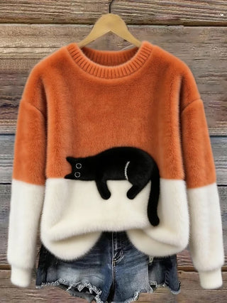 Cristina | Maglione Oversize Elegante con Gatto