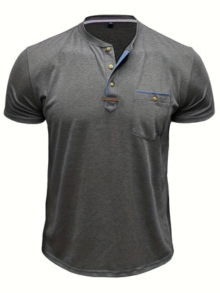 Camiseta elegante de cuello redondo con bolsillo