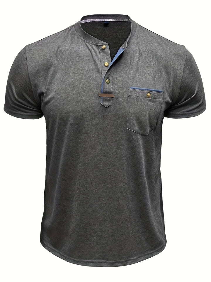Camiseta elegante de cuello redondo con bolsillo