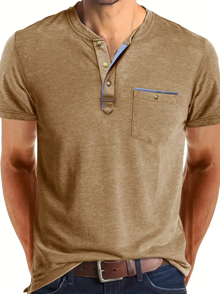 Camiseta elegante de cuello redondo con bolsillo