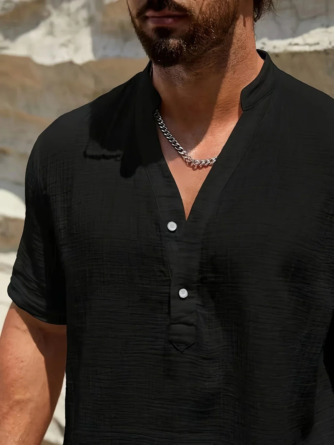 Camisa de verano elegante de cuello alto