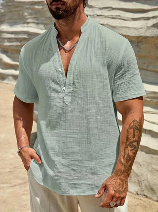 Camisa de verano elegante de cuello alto