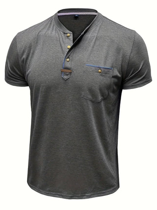 Camiseta elegante de cuello redondo con bolsillo