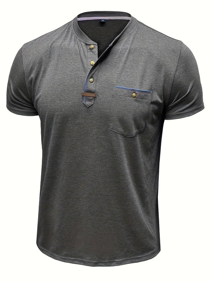 Camiseta elegante de cuello redondo con bolsillo
