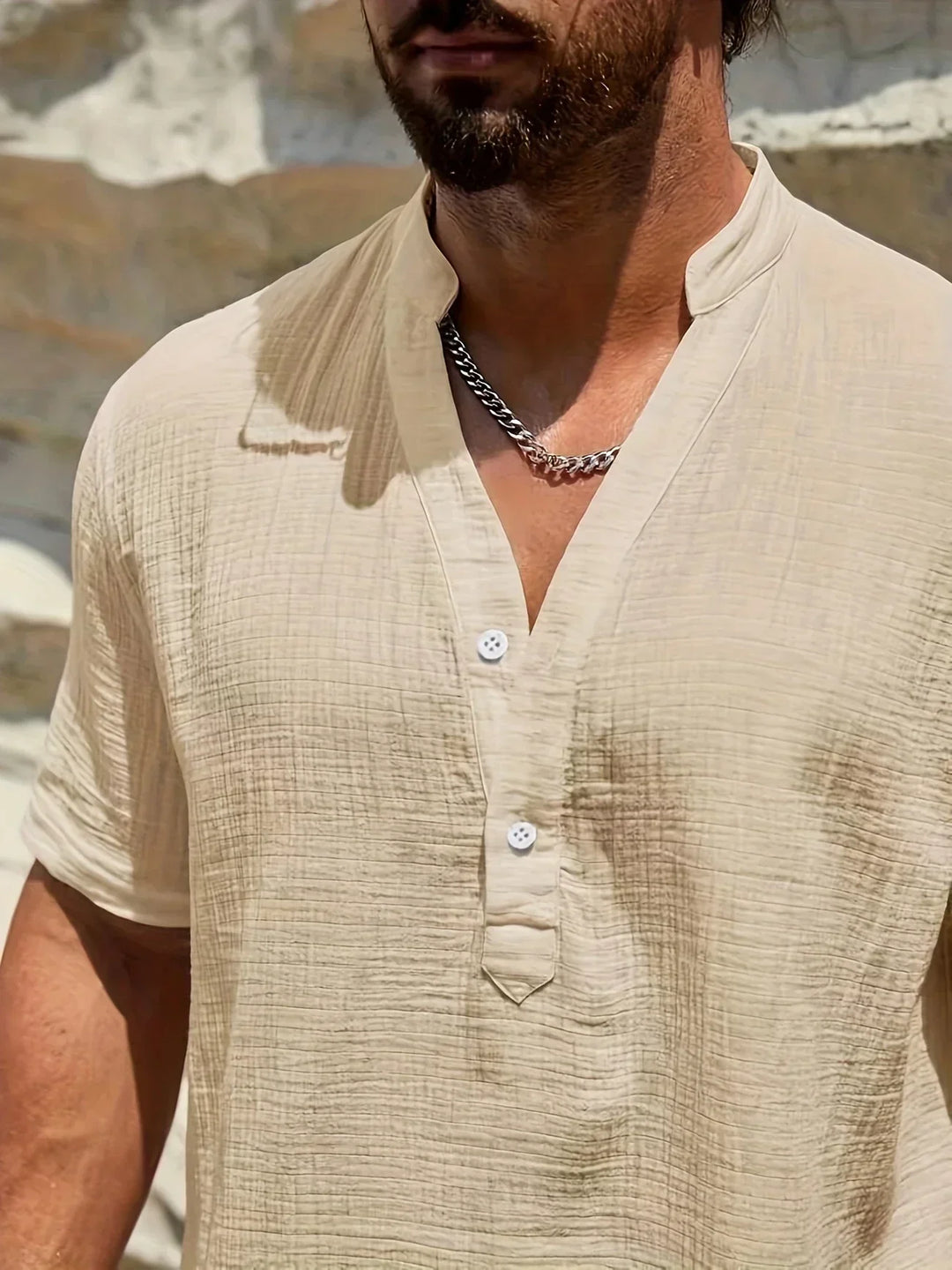 Camisa de verano elegante de cuello alto