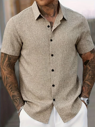 Camisa ligera de manga corta de mezcla de lino