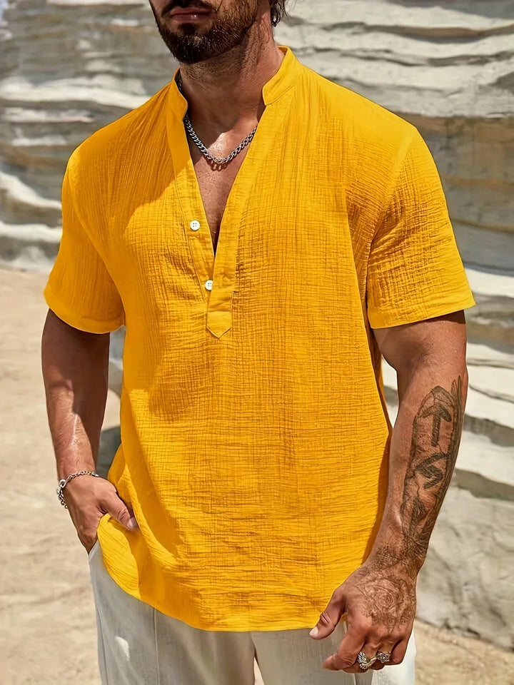 Camisa de verano elegante de cuello alto