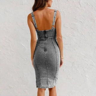 Varel | Abito Camisole Attillato in Denim