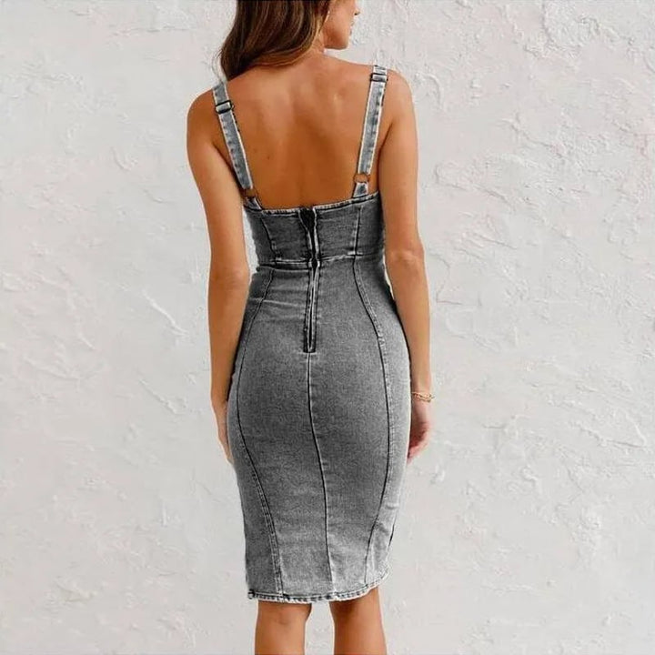 Varel | Abito Camisole Attillato in Denim